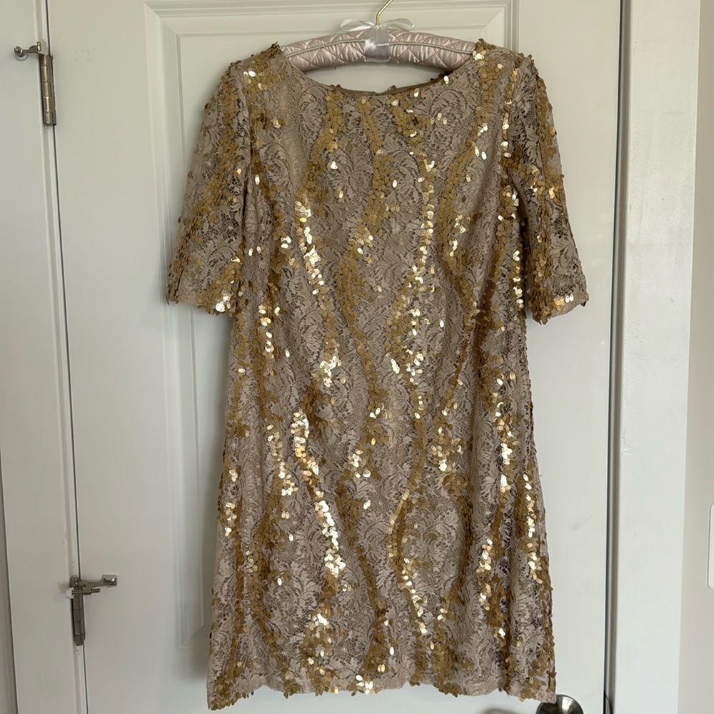 Lace & Sequin Shift Dress | Size 10